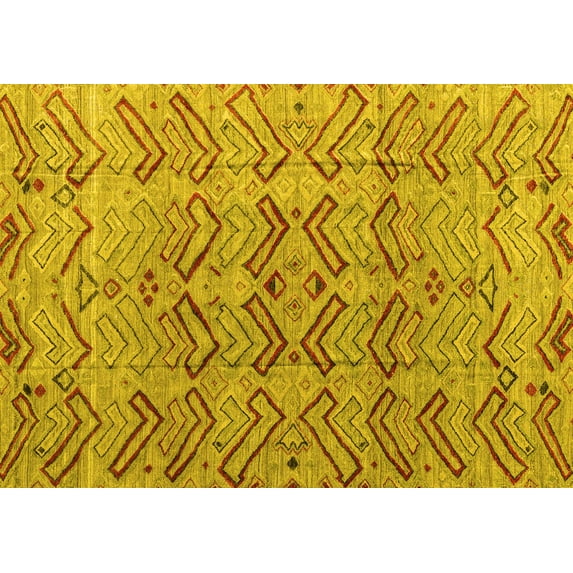 Ahgly Company Indoor Rectangle Abstract Yellow Modern Area Rugs, 4' x 6'