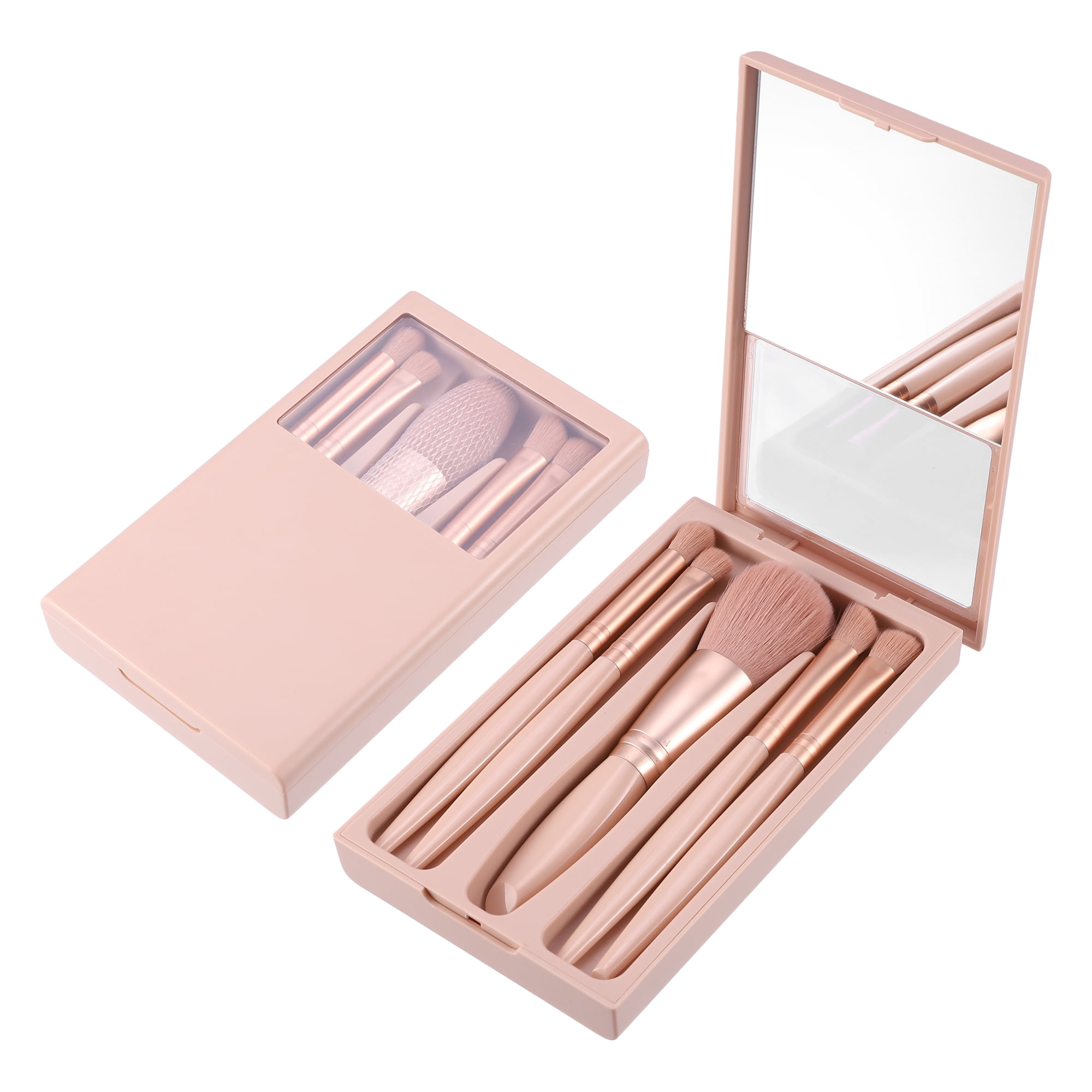 Unique Bargains 5Pcs Travel Makeup Brush Kit for Concealer Blush Pink