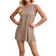 thumbnail image 3 of Women's Sleeveless Sweater Fit Tunic Tops 2 Piece Set Shorts Outfit Top for Summer Casual Beach Vacation Root Color XL, 3 of 8