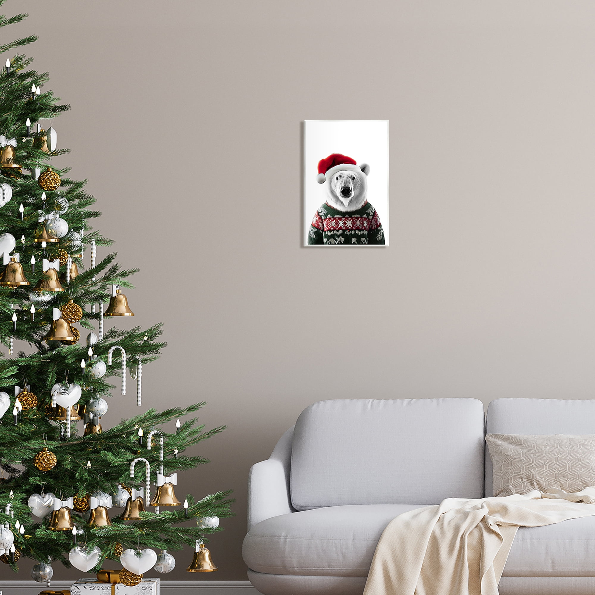 Stupell Industries Bear in Holiday Sweater Holiday Painting Unframed Art Print Wall Art, 10 x 15