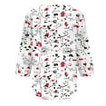 thumbnail image 5 of ALLLIST Notch Neck Workout Tops for Women White Floral 3/4 Sleeve Printed T-Shirts Button Loose Tees for Women, 5 of 5
