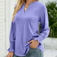thumbnail image 2 of IROINNID Deals Polyester Long Sleeve T Shirt for Women Comfy Fall Slot Neck Solid Color Sleeve Loose T-Shirt Slot Neck Top/Shirt,Purple, 2 of 4