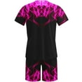 thumbnail image 3 of VBTAPA Summer Tracksuit for Men 2 Piece Outfits Novelty 3D Flame Print Short Sleeve Crewneck Tee Shirts and Shorts Set Big and Tall Casual Sport Suit Cool Streetwear Purple XXXL, 3 of 5