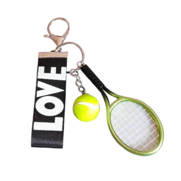 Llavero con forma de raqueta de tenis, regalo para madres, mujeres, hombres, amantes, cartera o coche. Verde negro