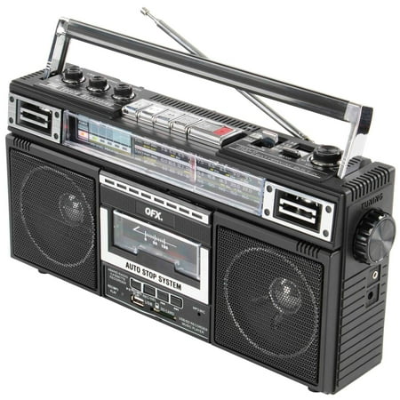 QFX J-220BT ReRun X Cassette Player Boombox with 4-Band Radio, MP3 Converter,