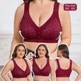 thumbnail image 3 of Women Plus Size Front Closure Bra U-Back Wireless Breathable Wide Strap Everyday Bra, 3 of 8