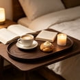 thumbnail image 6 of Linnome Faux Walnut Wood Tray Reusable Plastic Rectangular Tray 3 Sizes Breakfast Fruit Coffee Tea Dessert Kitchen Patio Outdoor Decor, 6 of 6