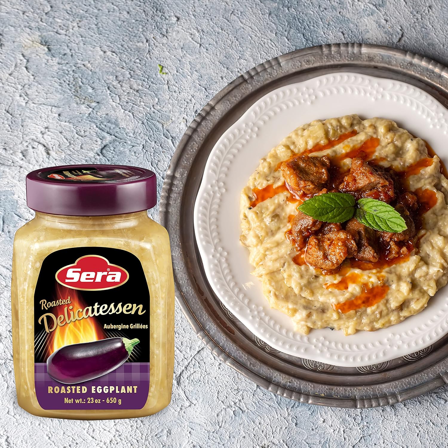 Delicatessen  Eggplant 23 Oz | Ready to Serve Precooked Eggplant | Smokey Flavor | Perfect for Grilling, Vegetables, Meats, Sandwiches! | Kosher (2 PACK)