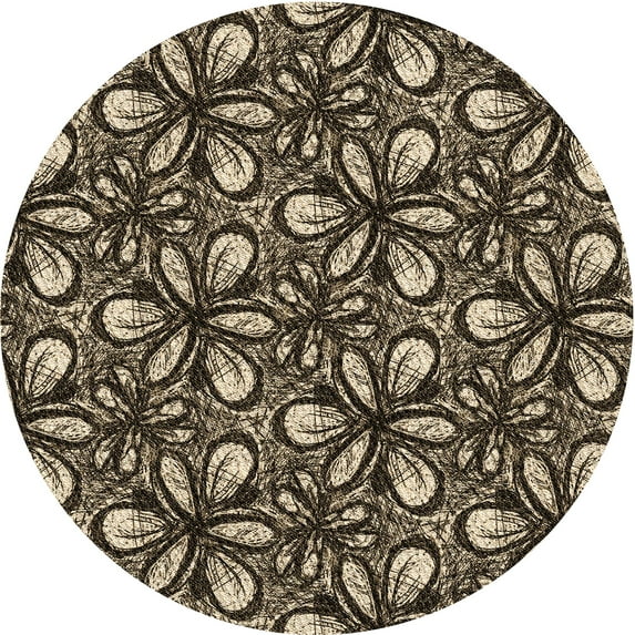 Ahgly Company Machine Washable Indoor Round Transitional Camel Brown Area Rugs, 7' Round