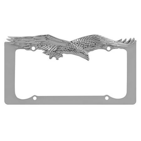 Eagle License Plate Frame Silver, Custom Decorative License Plate Chrome