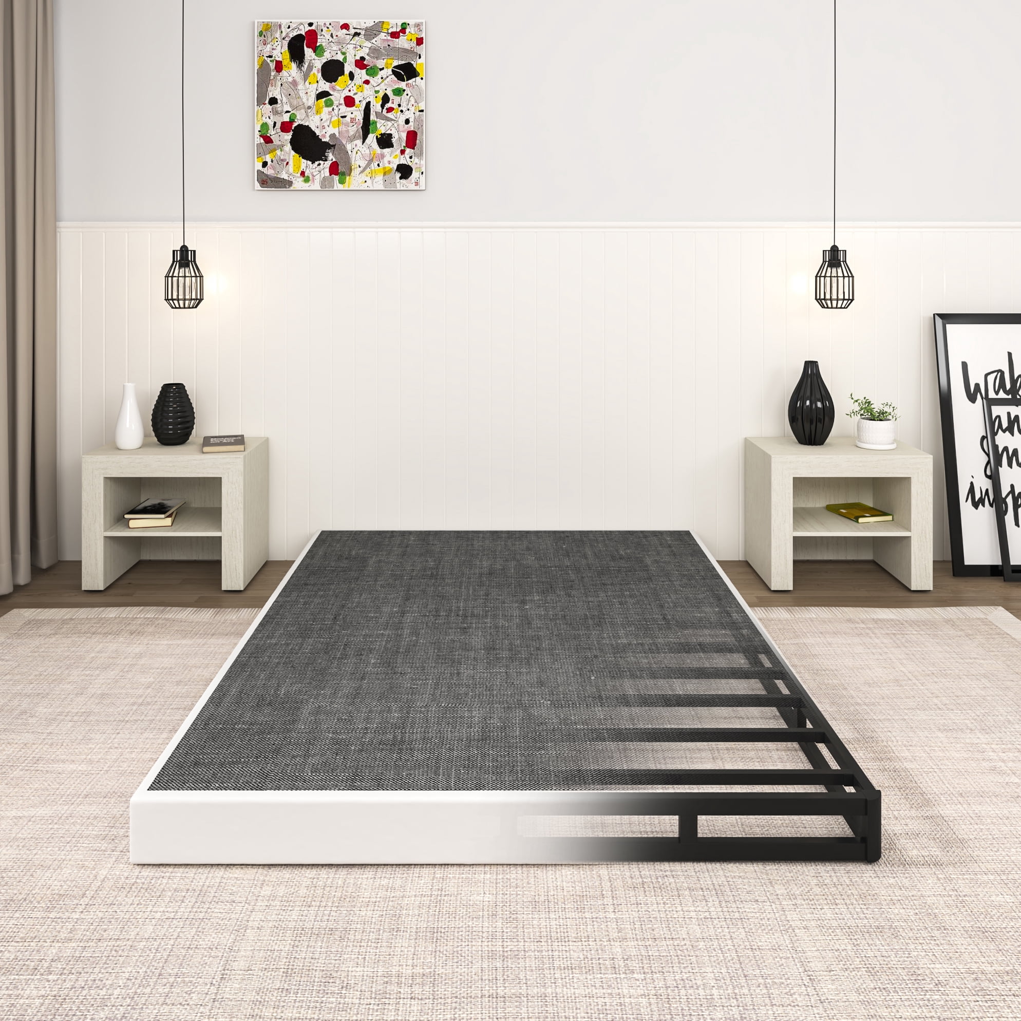 NULS Queen Box Springs 5 inch, Heavy Duty Metal Mattress Foundation with Cover, Easy Assembly