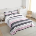 thumbnail image 3 of jejeloiu Geometric Stripes Pattern Full Size Comforter Sets,Pink White Gray Bedding Sets For Men Women 3-Piece, 3 of 8
