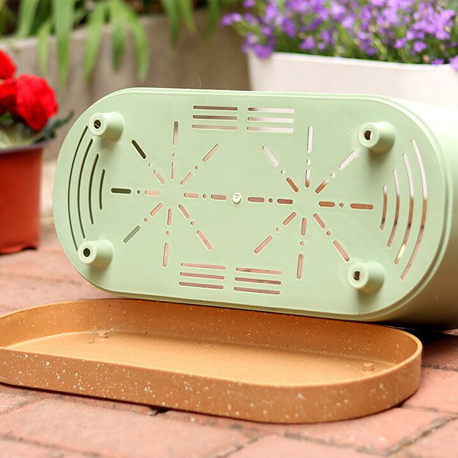 Window Box Planter, Flower Window Boxes, Rectangular Planter Box with Drainage Holes & Tray - Window Sill, Balcony, Patio Garden Decor for Vegetables, Flowers, Bedroom, Living Room, Porch