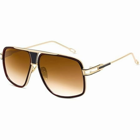 Oversized 70s Aviator Sunglasses for Men Disco Sun Glasses Cool Designer Tinted Shades Gold Alloy Frame