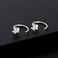 thumbnail image 6 of Tiny Flower Small Half Hoop Earrings Sterling Silver 999 Cute Frangipani Flower 20G Cartilage Huggie Hoops Studs Tragus Earring Nose Ring Statement Ear Piercing Hypoallergenic Jewelry Gifts for Women, 6 of 6