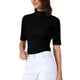 thumbnail image 4 of Suéter de cuello simulado para mujer INSPIRE CHIC, ligero, ajuste slim, de media manga, parte superior de punto, color negro, 4 of 6
