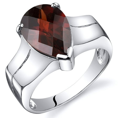Peora 3.50 Ct Garnet Engagement Ring in Rhodium-Plated Sterling Silver