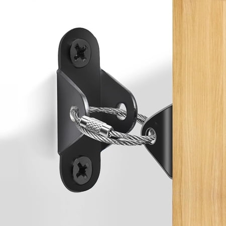 Metal Baby Proofing, Earthquake Tip Resistant Furniture Wall Anchor Black 6 Piece