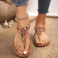 thumbnail image 5 of Xunlbb Women's Sandals Beaded Ethnic Style Flat Bottomed Sandals Elastic Bands Beach Sandals Roman Shoes Women's Fashion Shoes Up to 60% Off, 5 of 6
