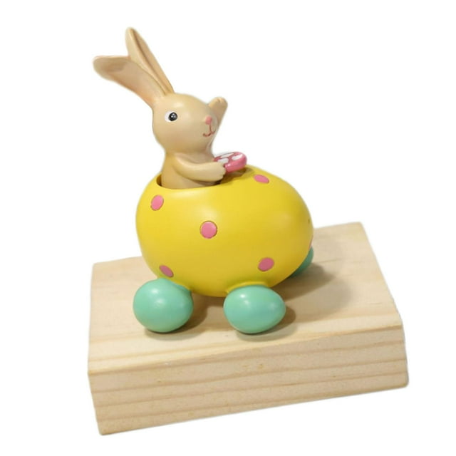GROWTH TANK Easter Egg Bunny Figurines Resin Rabbit Sculpture for Tabletop Yellow