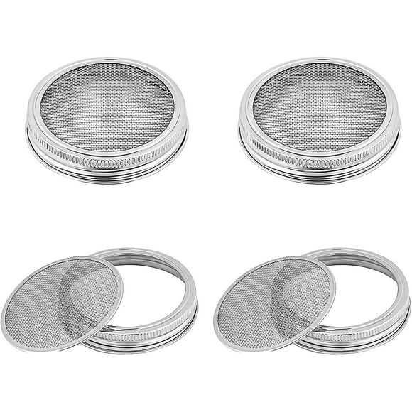 4pcs Stainless Steel Germination Covers With Stainless Steel Mesh Covers For Wide Mouth Jar Germination