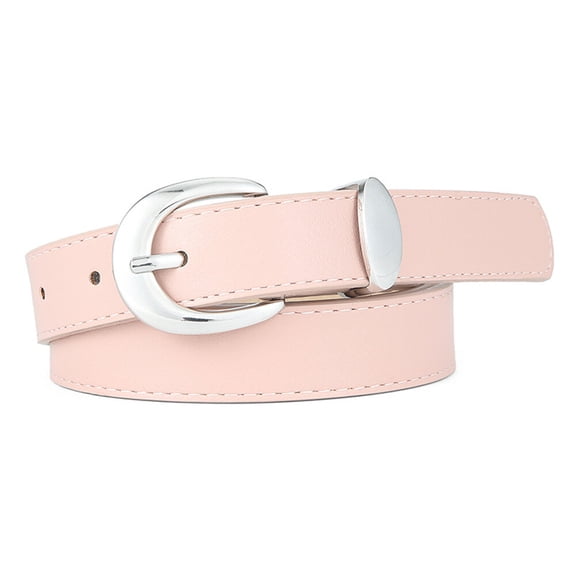 Women Silver Metal Buckle Faux Leather Skinny Waist Belt Dress Waistband