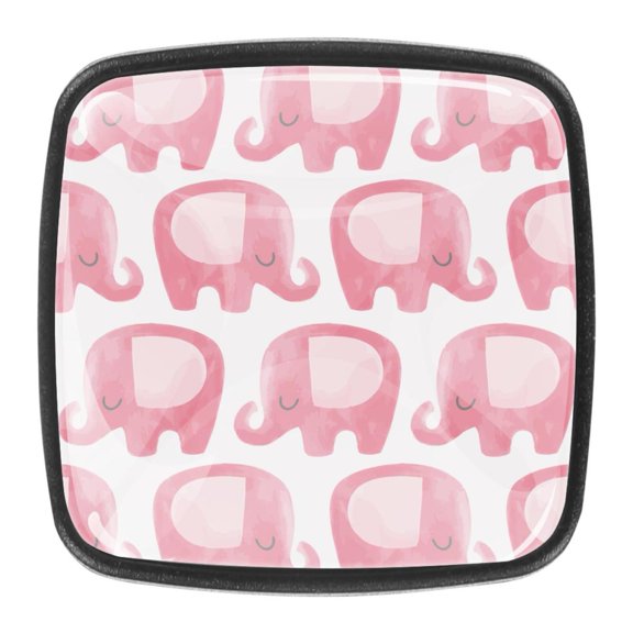 4 Pcs Square Cabinet Handle Cupboard Knob Drawer Pulls Handle Elephant Drawer Knobs with Screws Furniture Decoration