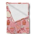 thumbnail image 2 of Cartoon Soft Flannel Fleece Throw Blanket, Teapots Cups with Polka Dots Patterns Cherries Cakes Tea Coffee Pattern, Cozy Plush for Indoor and Outdoor Use, 50" x 70", Pink Orange and Red, by Ambesonne, 2 of 5