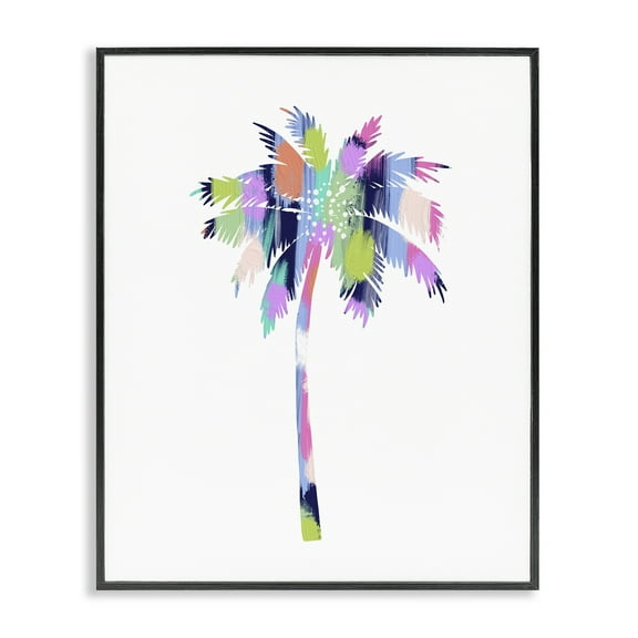 Stupell Industries Patterned Palm Tree Botanical & Floral Painting Black Framed Art Print Wall Art, 11 x 14