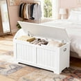 thumbnail image 6 of SuperDeal Wooden Storage Chest Box W/Safety Hinge, 39.4 in Large Storage Organizer Shoe Bench for Home Entryway, Bedroom, White, 6 of 10