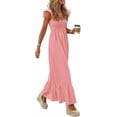 thumbnail image 4 of PRETTYGARDEN Women's Summer Casual Maxi Dresses Cap Sleeve V Neck Smocked Long Pockets Party Sundress Vacation Outfits, 4 of 8