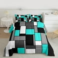 thumbnail image 2 of Feelyou Cyan Square Geometric Bedding Comforter Set, Vintage Artwork Abstract Twin Comforter Sets, Chic Rectangle Reversible Bedding Set, Luxury Bedroom Decor, 2pcs, 2 of 8