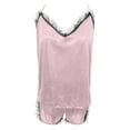 thumbnail image 5 of ICHUANYI Women Sleepwear Sleeveless Strap Nightwear Lace Trim Satin Cami Top Pajama Sets, 5 of 8