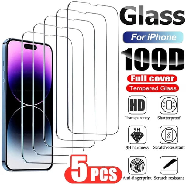 5 uds vidrio templado para IPhone 15 14 13 12 11 Pro Max Protector de pantalla para IPhone 12Mini 13Mini 7 8 SE X XS XR 14 15Pro Glass