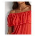 thumbnail image 3 of LAUREN RALPH LAUREN Womens Red Ruffled Elastic Drawstring Waist Short Sleeve Off Shoulder Peplum Top XXL, 3 of 4
