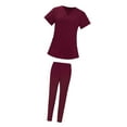 thumbnail image 3 of Uniforme de Trabajo Yuyangstore Exfoliante de enfermería Scrub Set Top Pantalones M rojo, 3 of 8
