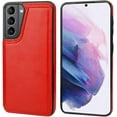 thumbnail image 3 of REQO Compatible with Samsung Galaxy S21 Wallet Case with Card Holder, PU Leather Kickstand Card Slots Case, Double Magnetic Clasp and Durable Shockproof Cover 5G 6.2 Inch(Red), 3 of 7