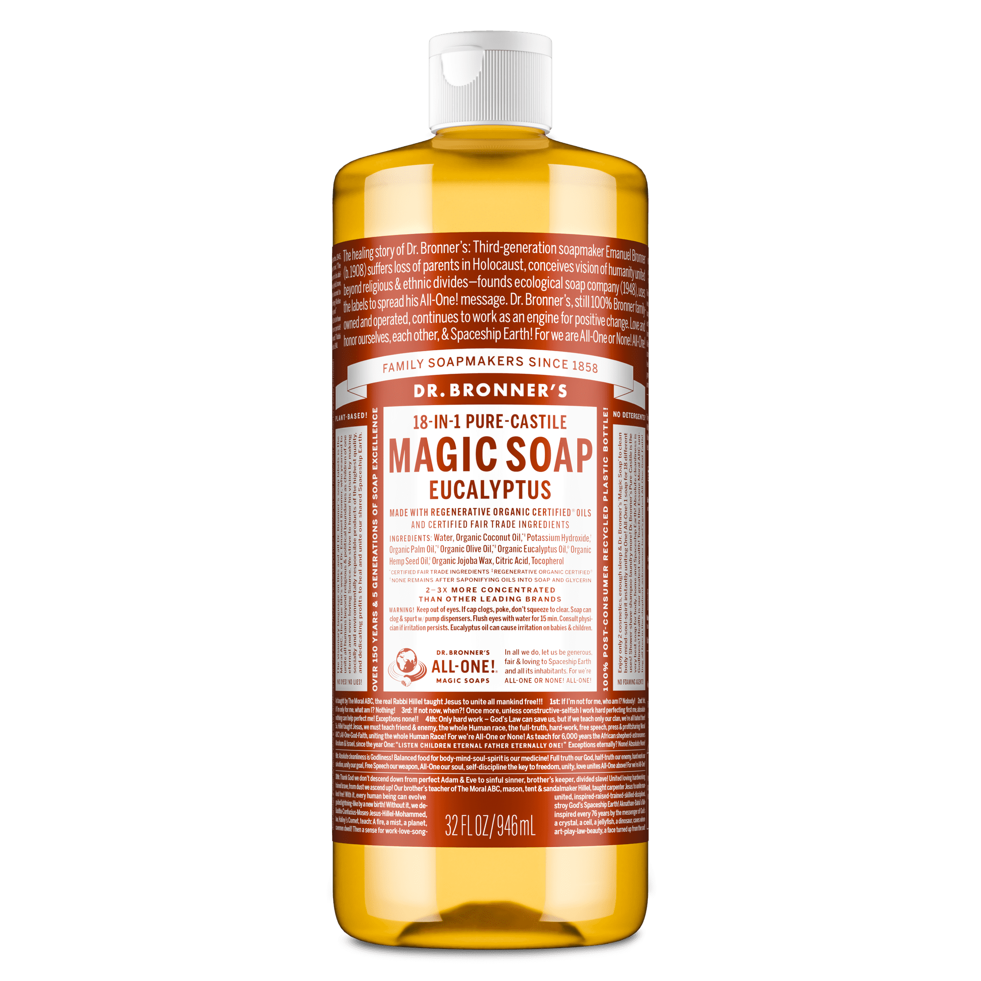 Dr.Bronner's Magic Soap, Eucalyptus, Pure-Castile Body Wash Liquid Soap, 32 fl oz