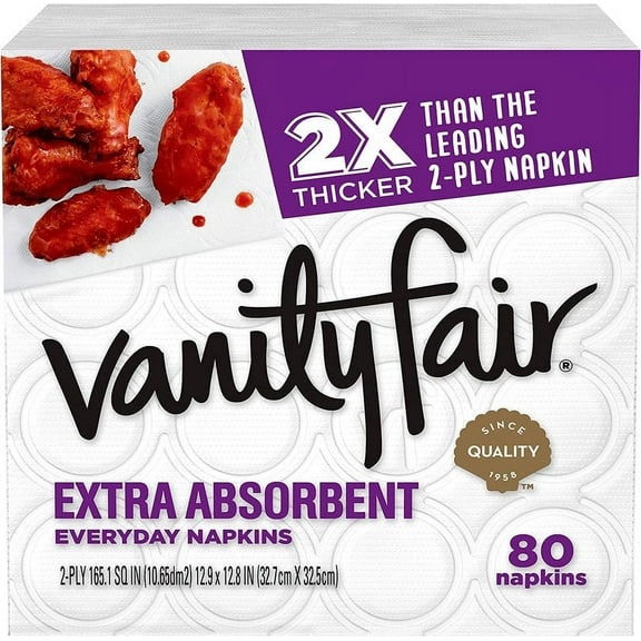 Vanity Fair Vanity Napkins, Extra-Absorbent, 2-Ply, 80-Ct. 12 Pack