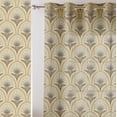 thumbnail image 1 of Vargottam Beige Geometric Design Sheer Georgette Curtains for French Doors & Balcony - 2 Panels, 96" Long, Light Filtering, Grommet Top Printed Drapes for Living Room or Lounge, 1 of 9