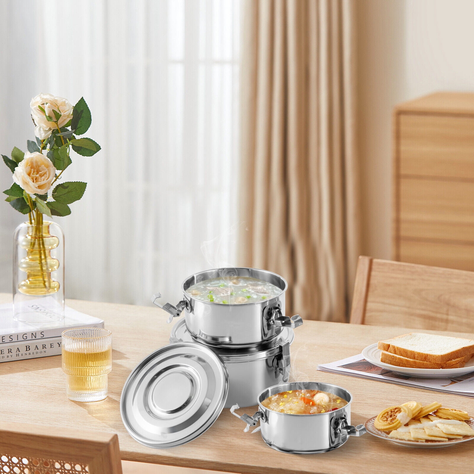 3 Sets Stainless Steel Food Storage Containers Kitchen Food Containers Airtight