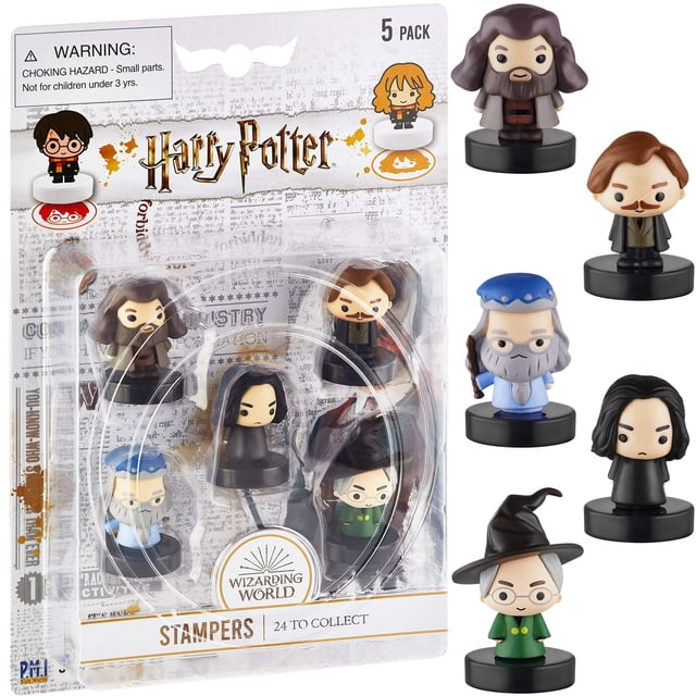 Tampons Harry Potter Auto-Encrassants, Ensemble de 5 – Cadeaux Harry Potter, Objets de Collection, Déco de Fête, Décorations de Gâteau – Remus Lupin, Rubeus Hagrid, Severus Snape, et Plus par PMI, 2,5 Po de Hauteur