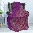thumbnail image 4 of East Soft Flannel Fleece Throw Blanket, Traditional Colorful Paisley Corner Motifs Oriental Floral Ornament, Cozy Plush for Indoor and Outdoor Use, 70" x 90", Multicolor, by Ambesonne, 4 of 5