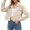 Beige, variant on HJYCHN Work Jackets for Women Casual Stand Collar Thickened Solid Color Blouse With Double Pockets And Button Closure Short Jacket Womens Winter Coats Pink L
