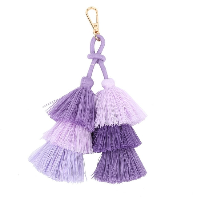 Tassel Pendant DIY Portable Fashionable Cotton Thread Pendant Material for Keychain Craft Clothes Bags Decoration GiftPurple Series