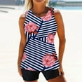 thumbnail image 4 of WXLWZYWL Swimsuit Clearance Sales Deals 2024 Plus Size Women Classic Print High Neck Tops Bathing Suit Tops For Tank Tops Swimsuits, 4 of 6