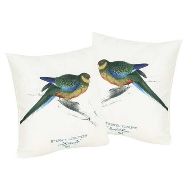 Noble House Coussin d'Extérieur Imprimé Perroquet en Blanc et Vert (Lot de 2)