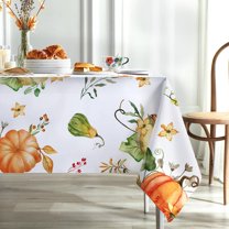 Autumn Pumpkins Tablecloth Fall Maple Leaves Tablecloth Thanksgiving Harvest Tablecloth Waterproof Rectangle Table Cover Decorative Seasonal Spill-Proof Tablecloth for Party Picnic 52"x70"