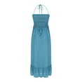 thumbnail image 5 of SMihono Boho Dresses for Women 2025 Flowy Spaghetti Strap Backless Ruffle Hem Long Maxi Dress Beach Vacation Clothes Sundress Blue S, 5 of 6