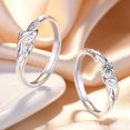 thumbnail image 2 of Anillo de Plata de Ley 925 de 2 uds., anillos de compromiso abiertos ajustables para parejas para mujeres y hombres, anillo de boda, regalo de joyería de moda para fiesta, 2 of 2